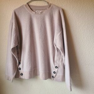 Madewell Side-Button Relaxed Sweatshirt Cozy Fleece Sweater Women's Size M